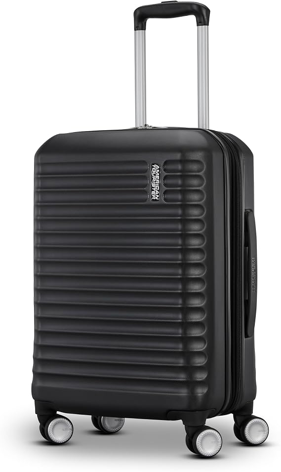American Tourister Stratum 3.0 Carry-On Spinner, Airline Approved, Durable Hardside Luggage, Expands 1.5", RightHeightTM Adjustable Handle, Black