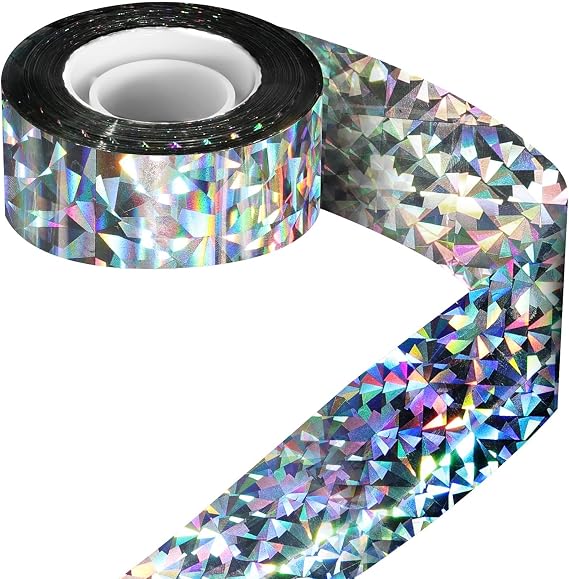 AOOWU Bird Reflective Tape, 80m(262FT) Bird Scare Tape, Pigeon Deterrent Dual Sided Scare Tape, 4.8cm Reflective Bird Scare Repellent Flash Tape, Reflective Flash Tape Birds for Roofs, Garden