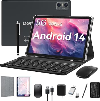 Android Tablet 2026 Latest Tablets, 10 inch Tablet 4+4GB RAM 64GB ROM 1TB Expand, 2 in 1 Tablets with Keyboard, Case, Stylus, Octa-Core Tableta PC, WiFi 6, Bluetooth, Dual Camera,7000mAh Battery