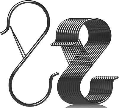 12 Pack Large S Hooks for Hanging, 5 inch Heavy Duty Metal S Hooks with Safety Buckle S Shaped Hooks Pot Rack Closet Hooks for Hanging Plants, Clothes, Kitchen Utensil, Pots, Pans, Bags