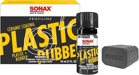 SONAX Profiline Plastic + Rubber Ceramic Coating | Si-Carbon Technology for Exterior Plastic & Rubber Protection | Restores Faded Trim & Bumpers | UV Protection for Tires & Trim | 241000 | 50ml