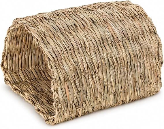PEMAR Natural Seagrass Bunny Tunnel - Handwoven Rabbit Hideaway & Edible Grass House - Safe Chew Toy, Bed for Guinea Pigs, Chinchillas, Rats & Indoor Bunnies - Small Animal Enrichment (9x8.3x6.3)