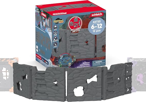 Schleich Eldrador Creatures - 12 PC BattleCave Arena Extension Playset - Includes 12 Walls to Build Your BattleCave Fortress | 42735