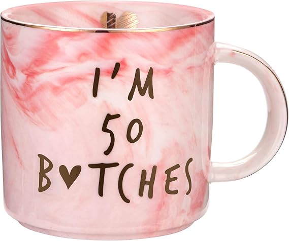 I'm 50 - Funny 50th Birthday Gifts for Women - Best Turning Fifty Year Old Birthday Gifts Ideas for Women, Wife, Mom, Daughter, Sister, Aunt, Best Friends, BFF, Coworkers, Her - Ceramic Coffee Cup