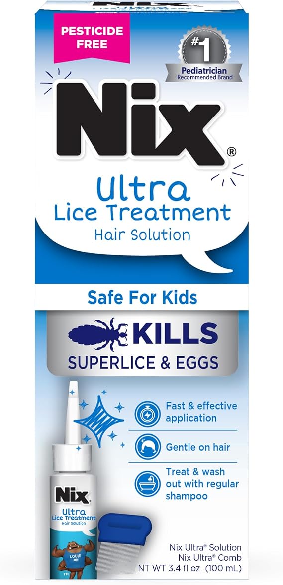 Nix Ultra Lice Treatment Hair Solution & Lice Comb, 3.4 Fl Oz