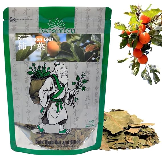 Hapsmiley Organic Persimmon Leaf (Persimmon Leaf/Shi zi ye/ ) Japanese Kaki Leaf Herbal Tea, Dried loose leaves 60g (2 oz)