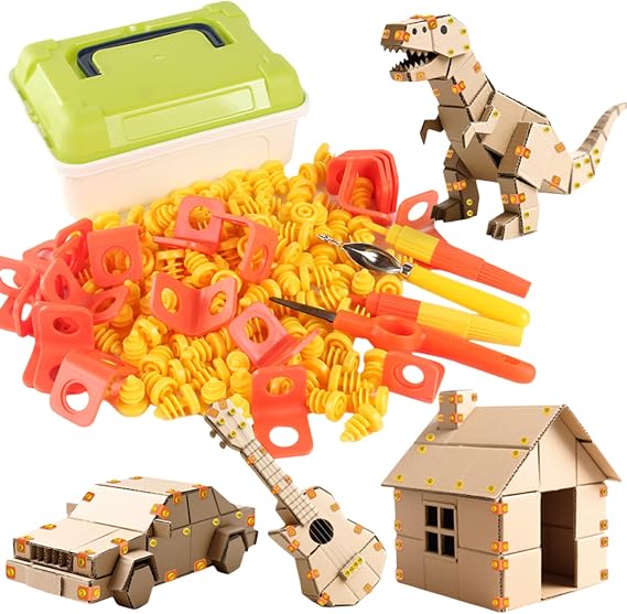 Cardboard Construction Kit 148 PCS Cardboard Tools Kids Early Educational Toys for Boys and Girls Construction Kit