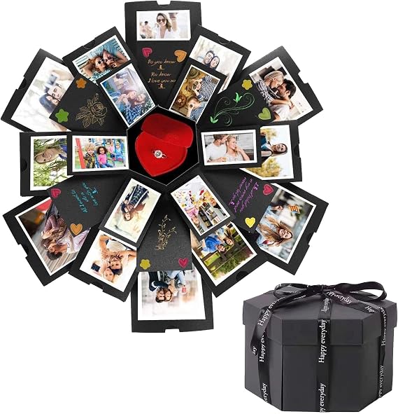 6 Faces Explosion Gift Box, 47cm/18.5in Surprise DIY Photo Box | Creative Photo Album Explosion Gift Box Handmade Scrapbook Photo Album,Photo Box Gift for Anniversary,Birthday,Christmas