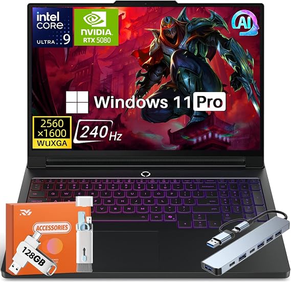 Lenovo Legion Pro 7i Gen 10 Gaming Laptop 2025 New, GeForce RTX 5080 16GB GDDR7, Intel Ultra 9 275HX (Up to 5.4GHz), 16" WQXGA OLED 240Hz 500nits, 64 GB DDR5, 2 TB SSD, Win11 Pro, w/Accessories