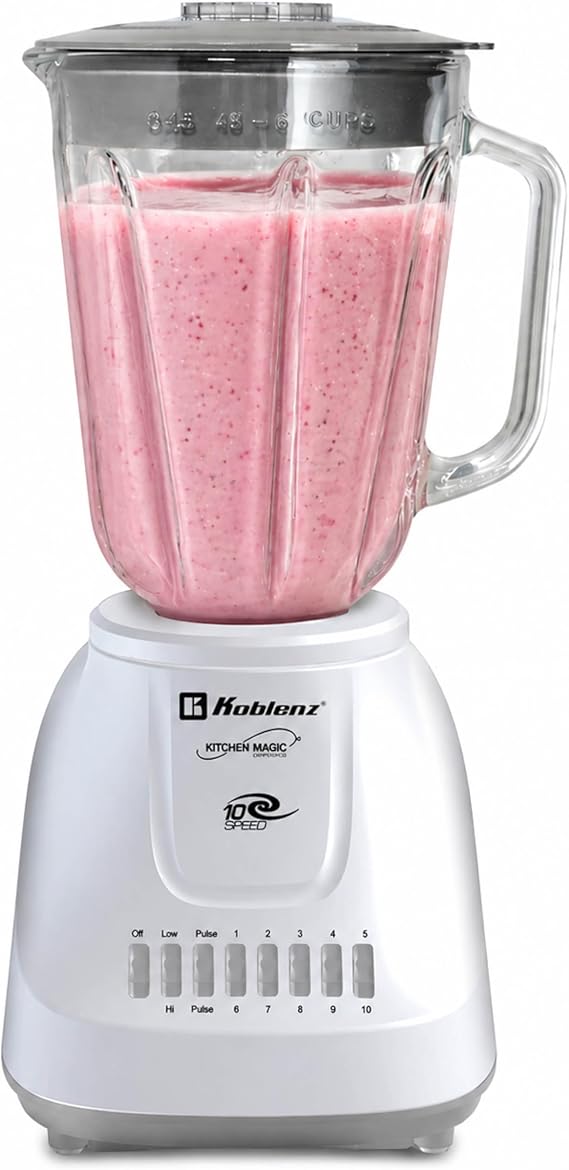 Koblenz LKM-5910 VB Glass Blender, Metal Coupling, White, Countertop, 51 oz