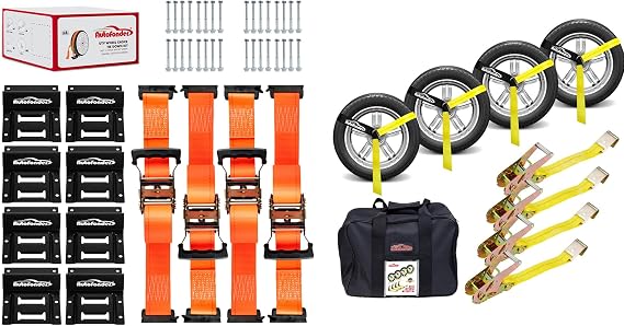 Vehicle Tie Down Kit with Flat Hook and Wheel Chock Tie Down Kit
