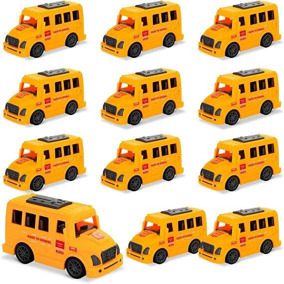 6Pcs School Bus Toys Bulk, Plastic Mini School Bus for Toddlers