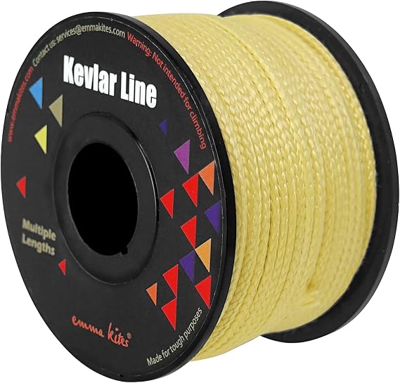 emma kites 100% Kevlar Braided String Utility Cord 100Ft 550Lb Abrasion Flame Resistant, Tactical Survival Fishing Assist Cord Model Rocket Paracord Trip Line Camping Cordage