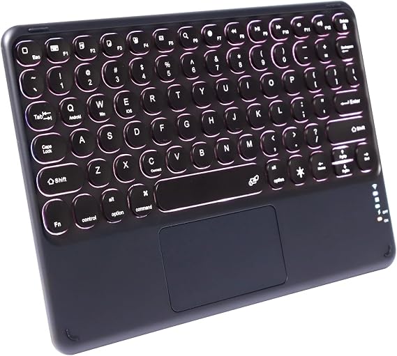 Slim Portable Wireless Bluetooth Keyboard,10 inch 7 Colors Backlit Rechargeable Keyboard for Android Tablet Cell Phone Smartphone iOS Windows Universal Devices (Black)
