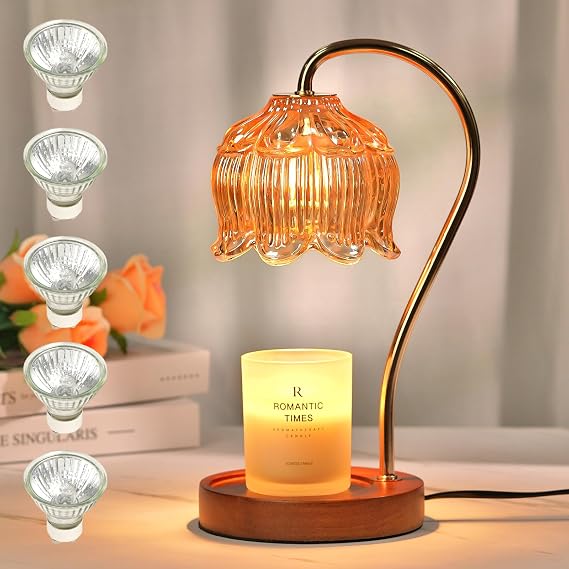 Funistree Flower Candle Warmer Lamp with 5Pcs 50w GU10 Bulbs