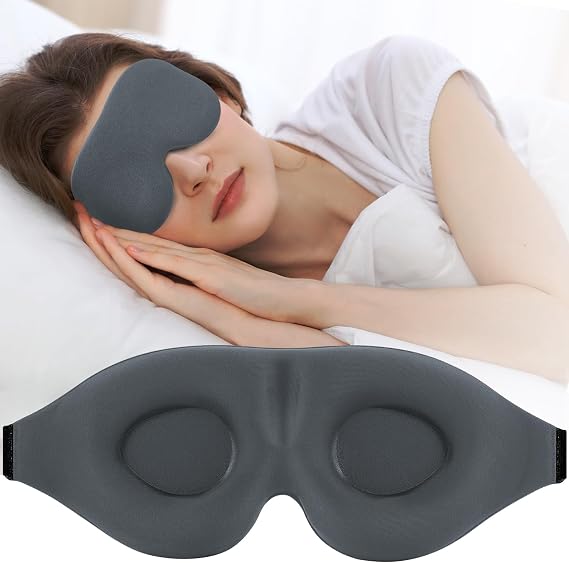 ZGGCD Sleep Mask for Side Sleeper, Light Blocking Eye Mask for Women Men | 3D Contoured Night Blindfold, Luxury Sleeping Eye Cover, Adjustable Strap, Eyeshade for Travel Nap, Flight Essentials, Grey