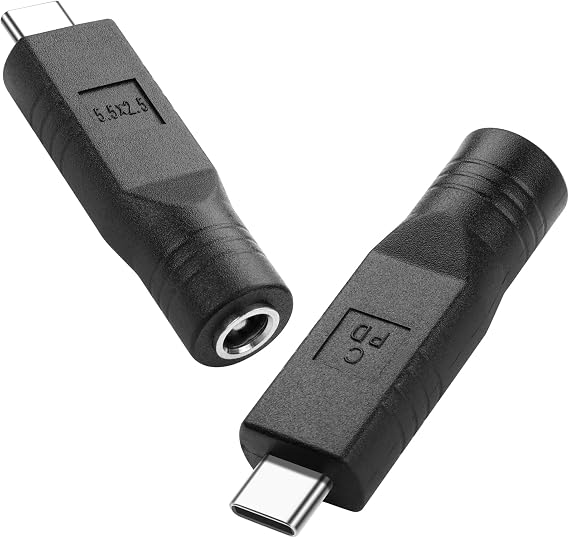 USB C Male to DC Female Power Adapter Type-C to DC 5.5 x 2.5mm Female Converter Work with 20V/100W+ Type-C PD Source(2-Pack)