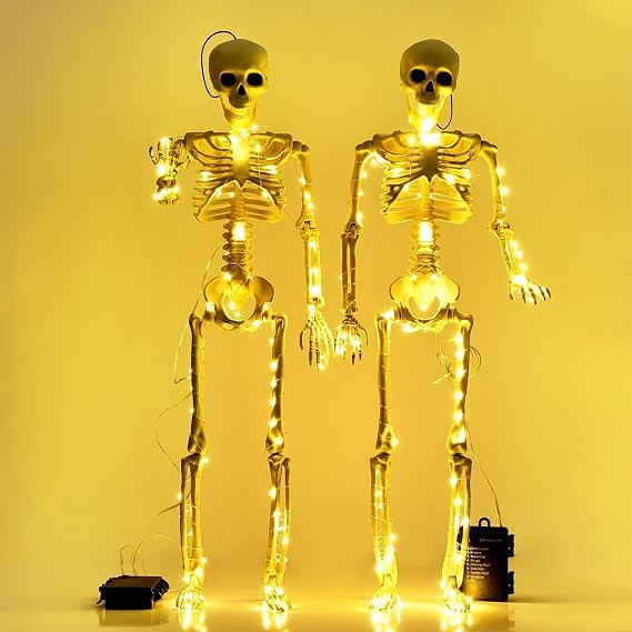 Taspire 2 Packs 60cm LED Posable Halloween Skeletons