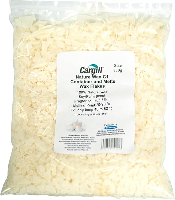 Mouldmaster 750g Nature C1 Container and Melts Soy Wax Flakes, C102