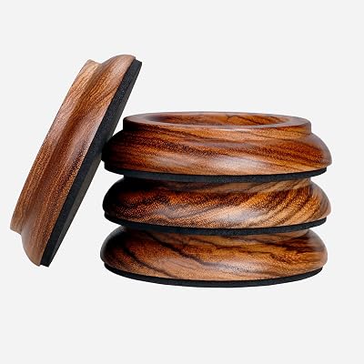 Upright Piano Caster Cups,Premium Quality Hardwood Piano Caster Pads Furniture Leg Pad Set of 4,with Non-Slip Moisture-Proof& Anti-Noise Felt Pads Zebra Wood