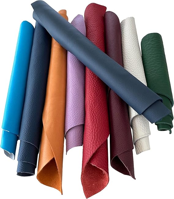 Pound Genuine Italian Leather pieces in Random Sizes and Classic Mixed Colors - Various Shapes, Leather Pieces (Classic Colors) (0.5)