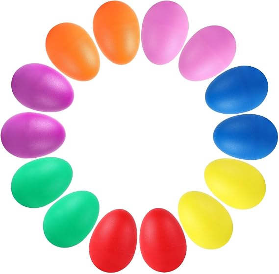 Augshy 14 PCS Plastic Egg Shakers Percussion Musical Egg Maracas Easter Egg (7 Colors)