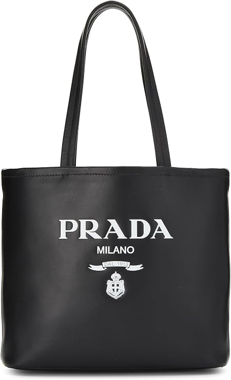 Pre-loved Black Calfskin Logo Tote Small, Black