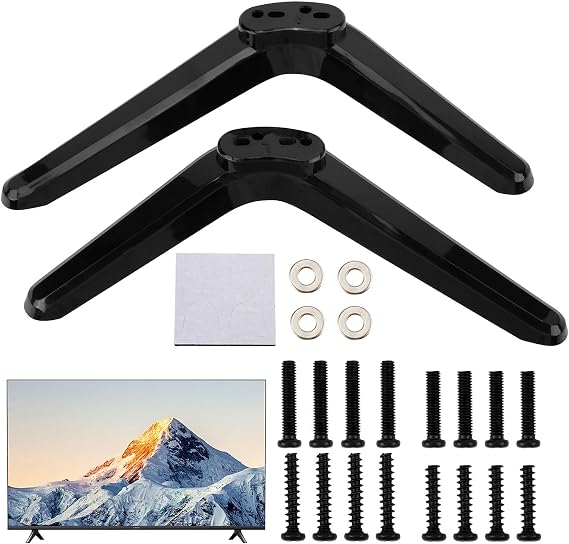 Universal TV Stand Legs for 32-55 Inch TVs, Compatible with TCL, Roku & More, Floor Mount, Tilt, TV Stand Replacement, Sturdy ABS Material, Anti-Slip Design with Screws