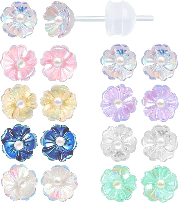 Plastic Earrings for Sensitive Ears Flower Studs for Women