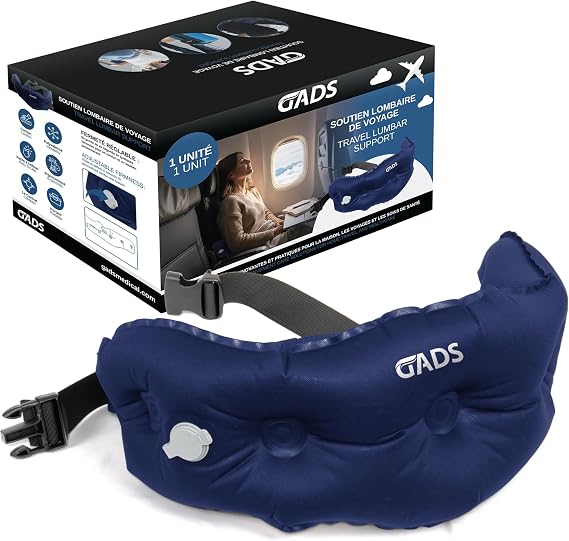 Inflatable Travel Pillow for Airplanes, Compact Lumbar Back Support Cushion