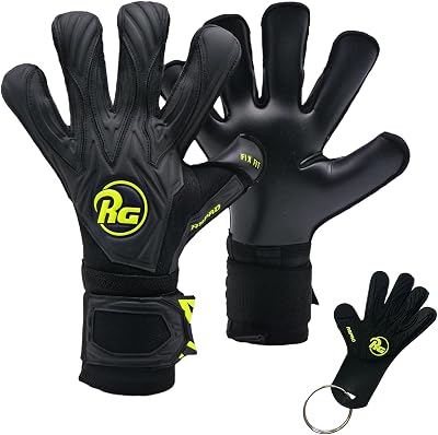 RG ASPRO Blackout Professional Soccer Goalie Gloves | Hybrid Roll Negative Cut Goalkeeper Gloves | German Pro Contact Latex Palm | Soccer Goalkeeper Gloves with Embossed Backhand and Wrist Support