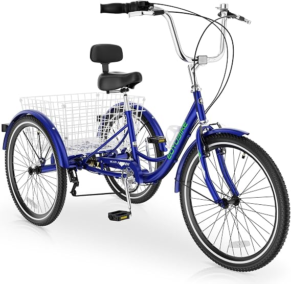 MOPHOTO Adult Tricycle, 3 Wheel Bike for Seniors Beginners, 20/24/26 Inch