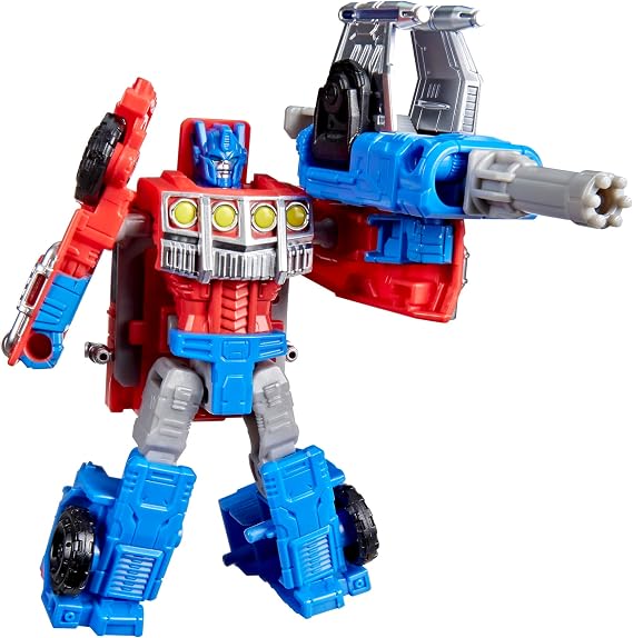 Transformers CYBERWORLD Optimus Prime Armored Cyber Changers 4-Inch Action Figure, Quick Change to Truck Mode, Robot Toys for Boys and Girls 6 and Up