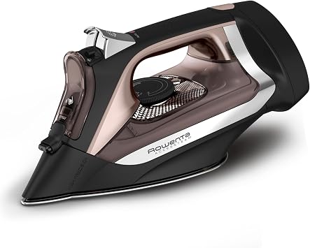 Rowenta Access Stainless Steel Soleplate Steam Iron with Retractable Cord 1725 watts Powerful steam diffusion, Cord easy storage, Auto-off, Anti-Drip, Portable, Ironing, Garment Steamer Black
