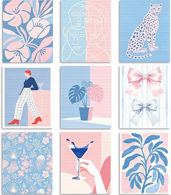 TNKBREEZE 9Pcs Minimalist Matisse Wall Art Botanical Line Unframed Canvas Prints Poster Decor Artwork Aesthetic Paintings for Back to School Living Kitchen Bedroom Bathroom Home Dorm Decoration 8x10In