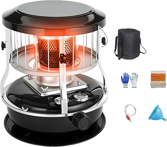 9000 BTU Portable Indoor Outdoor Heater, Kerosene Heater and Stove, Camping, 4.5L Fuel Capacity, Non-Electric Radiant for Camping