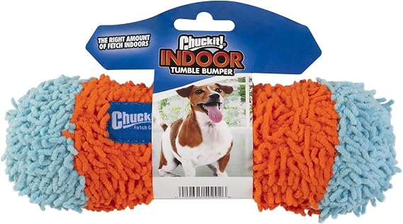 Chuckit! Indoor Fetch Tumble Bumper Dog Toy (8.5 Inch), Orange and Blue