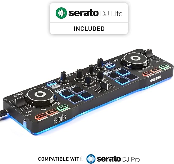 Hercules DJControl Starlight – Dahili Işık Gösterisi ve Profesyonel Özelliklere Sahip Kompakt DJ Kontrol Cihazı