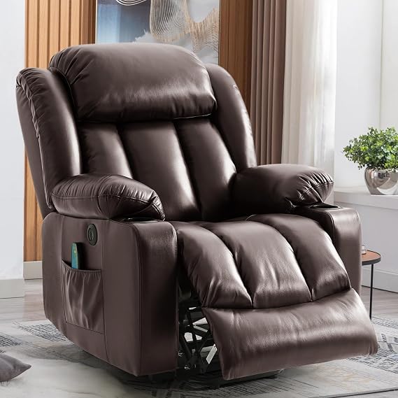 Power Lift Recliner Chair for Elderly, Leather (Brown)