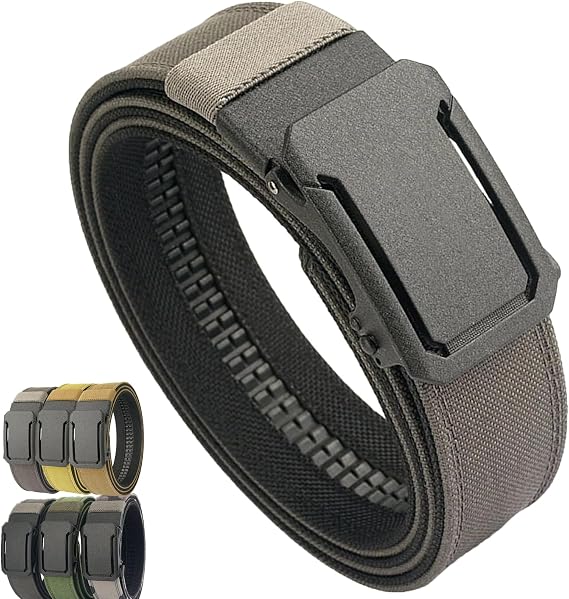 Upgraded Thickened Double-Layer Nylon Tactical Belt with Automatic Buckle, 47in Heavy Duty Slide Buckle Belt for Men