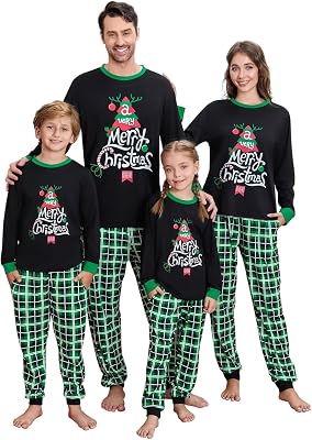 VS&LLWQ Family Christmas Pjs Matching Sets Christmas Pajamas for Family Christmas Elf Pjs Holiday Xmas Jammies Set