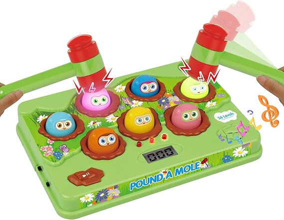 Catchstar Whack-a-mole Game Fast Reflexes Whack A Mole Game Counting Score Wack-a-mole Language Learning Musical Wack A Mole With Soft Hammer Educational Toy For Kids Toddlers Children Boys