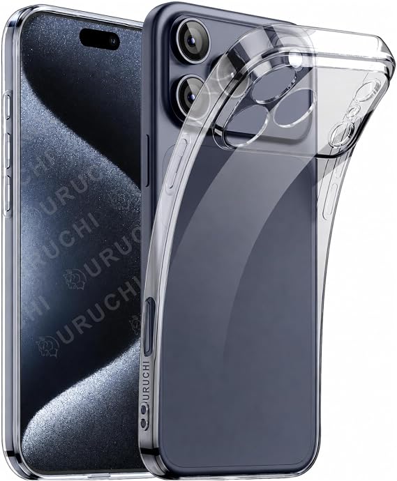 URUCHI Crystal Şeffaf Kılıf iPhone 14 Plus için, [Sararma Önleyici] [Kamera Koruma] [Askeri Sınıf Düşme Testi] Şeffaf Şok Geçirmez Koruyucu Yumuşak Silikon İnce Kapak