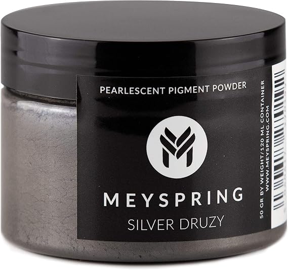 MEYSPRING Silver Druzy Epoxy Resin Color Pigment - 50g - Mica Powder for Resin - Pigment Powder - Mica Powder for Epoxy Resin - Mica Powder for Candle Making - Candle Dye - Garage Floor Epoxy