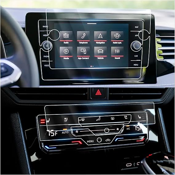 Ruiya 2025 2026 Jetta Screen Protector for VW Jetta 8" & Air Conditioner Touch VW Jetta 2025 Accessories 9HD Tempered Glass Compatible with 2025 2026 VW Jetta Sedan(3PCS/Sets)
