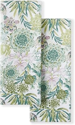 Martha Stewart Dual Purpose Kitchen Towel 2-Pack Set, Succulents, 16x28