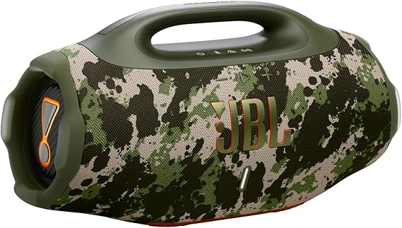 JBL Boombox 4, Portable Bluetooth Speaker, JBL Pro Sound, AI Sound Boost, Waterproof and Dustproof IP68, Up to 34 Hours of Playtime, Auracast Multi-Speaker Connection, Camouflage, EU Plug (Type C)