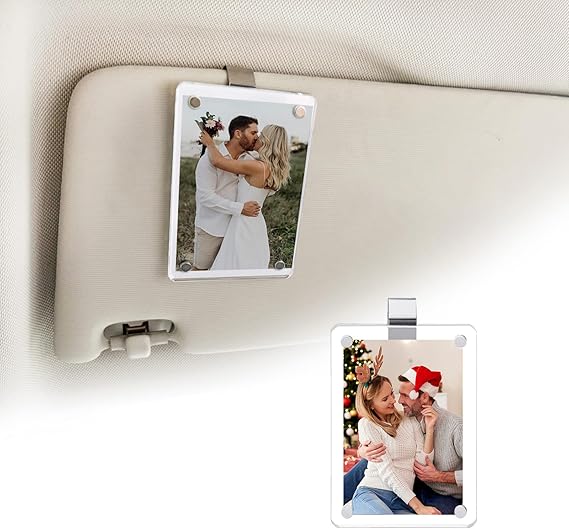 Gift for Boyfriend Husband Girlfriend Dad Car Decorations Interior Picture Holder, Car Visor Photo Clip Magnetic Frame Father's Day Personalized Photo Gifts Cute Car Decor Accessories 3.5 x 2.4 inch (1 PC)