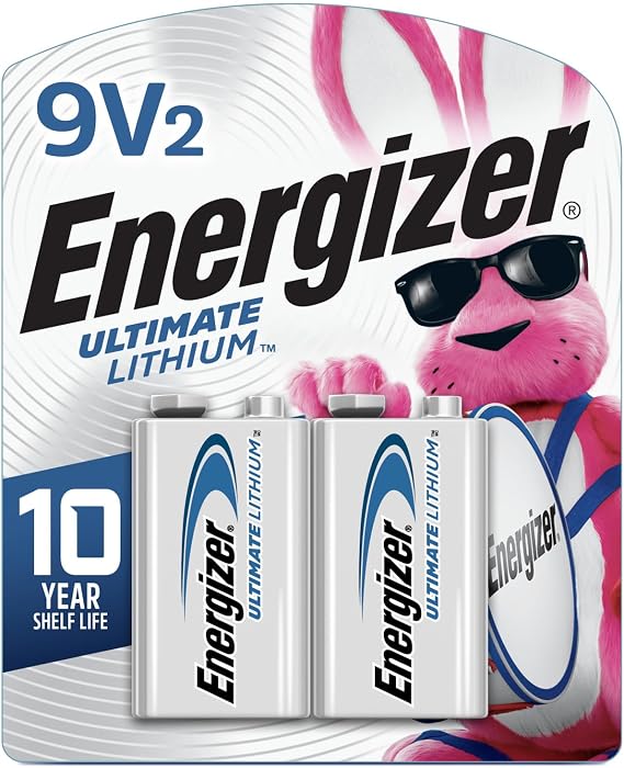 Energizer Ultimate Lithium 9V Batteries (2 Pack), Lithium 9 Volt Batteries