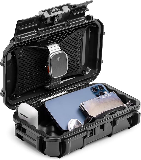 Evergreen 56 Dry Box - EDC Tough Protective Case USA Made for Organization of Cameras, Phones, Camping, Fishing, Hiking, Water Sports (Black)